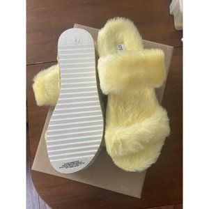 Steve Madden Women's Katana Yellow Faux Fur Double